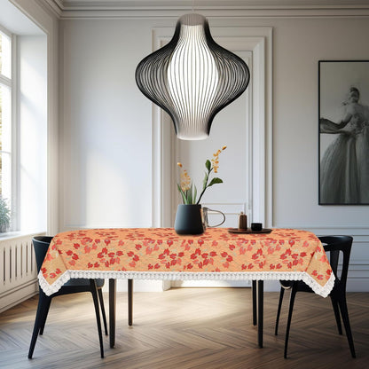 PVC Printed Dining Table Cover for 6 Seater (90x60 Inch)| Waterproof & Washable Plastic Table Cloth with Lace Border | Anti-Slip Table Cover for Kitchen, Dining & Home Décor