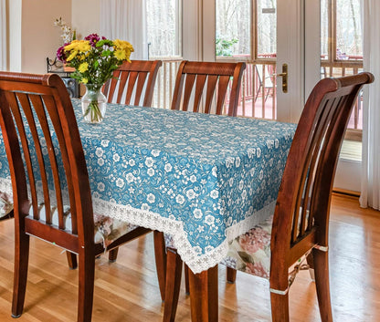 Dining Table Cover, PVC Waterproof Tablecloth, Floral Print Design, Rectangular, 54x78 Inches, 6 Seater, Anti Slip Table Mat (Alfa Bet, 54x78 Inches)