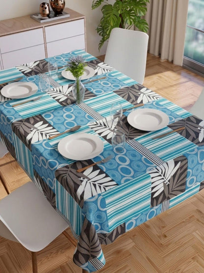 PVC Floral Printed Dining Table Cover, Waterproof, 6 Seater, 54x78 Inches, PVC Table Cloth/Sheet for Party and Events (White Floral)