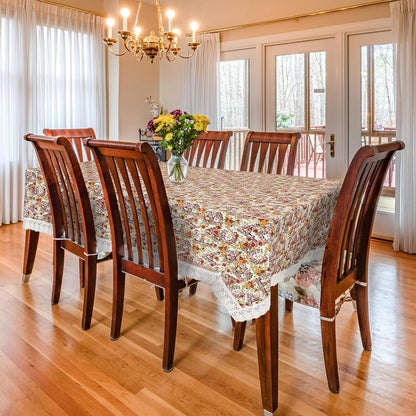 Dining Table Cover, PVC Waterproof Tablecloth, Floral Print Design, Rectangular, 54x78 Inches, 6 Seater, Anti Slip Table Mat (Alfa Bet, 54x78 Inches)