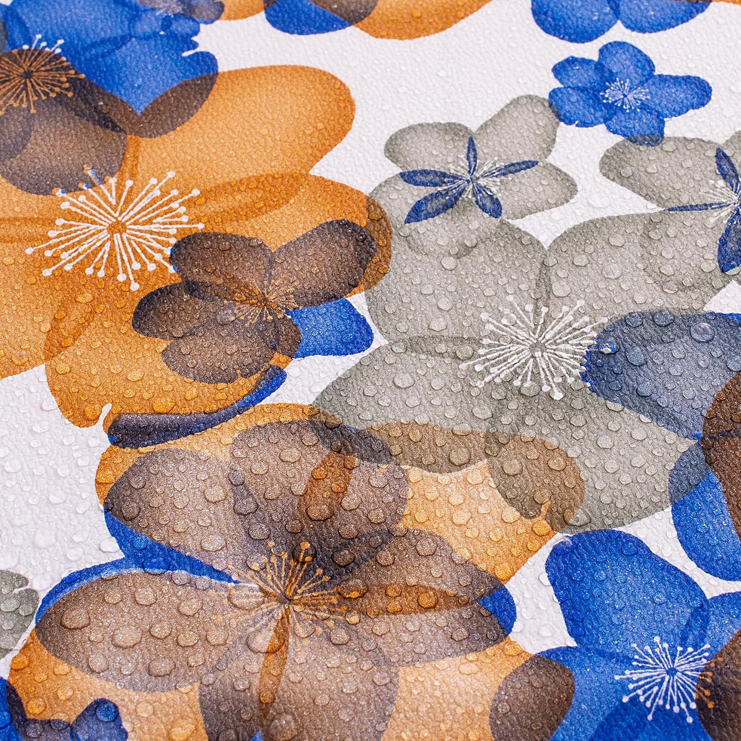 Polyvinyl Chloride PVC Dining Rectangular Table Cover & 4 Seater Center Table Cloth - Flower Print Oil Proof, Waterproof (Blue Orange, 40x60 inches)