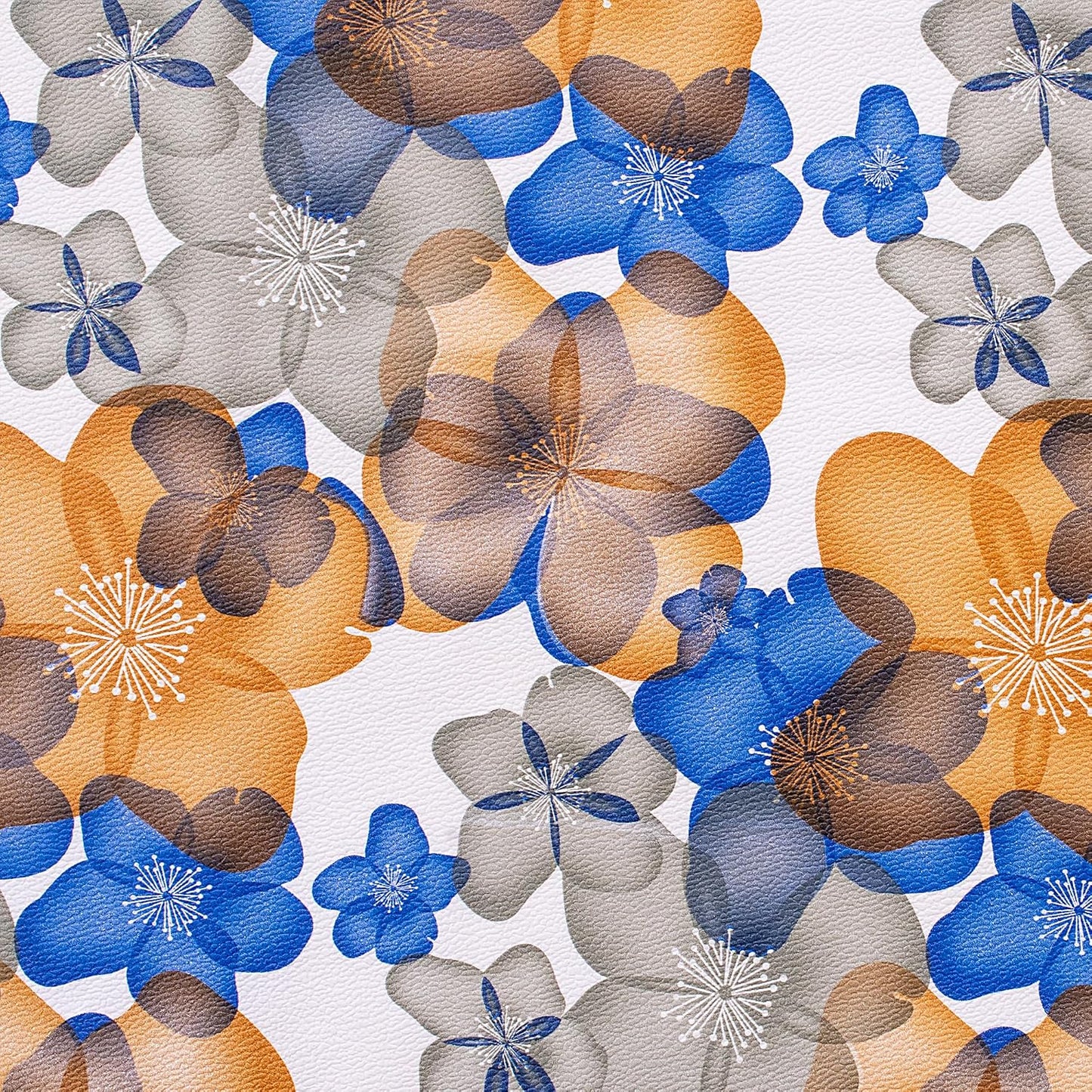 Polyvinyl Chloride PVC Dining Rectangular Table Cover & 4 Seater Center Table Cloth - Flower Print Oil Proof, Waterproof (Blue Orange, 40x60 inches)